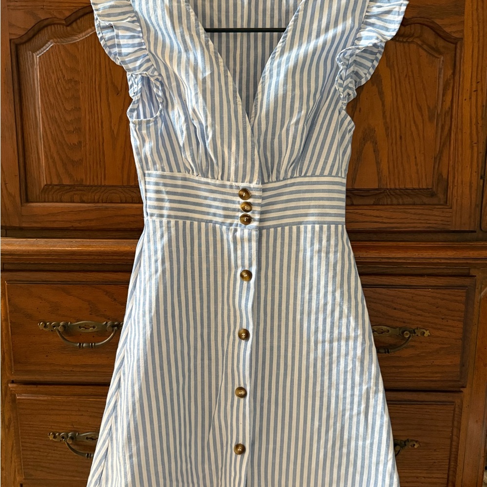 Blue Striped Button-Down Dress